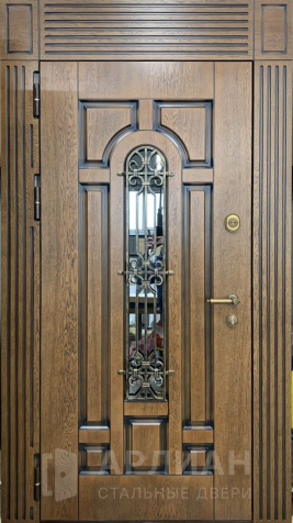 Фото «Парадная металлическая дверь с остеклением фрамугой №15»