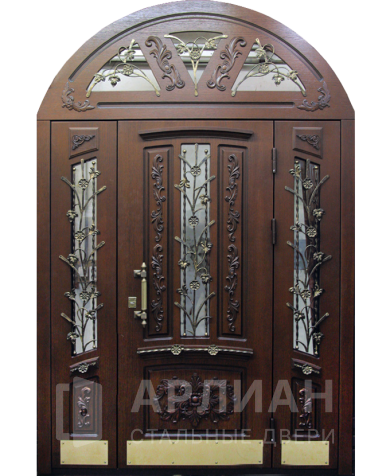 Фото «Входная арочная дверь со стеклянными вставками №49»